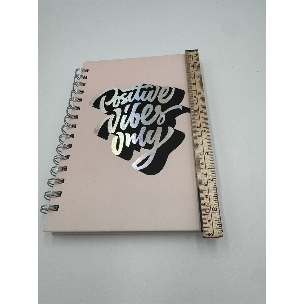 Positive Vibes Only Spiral Journal Notebook- Pink Cardboard Cover
